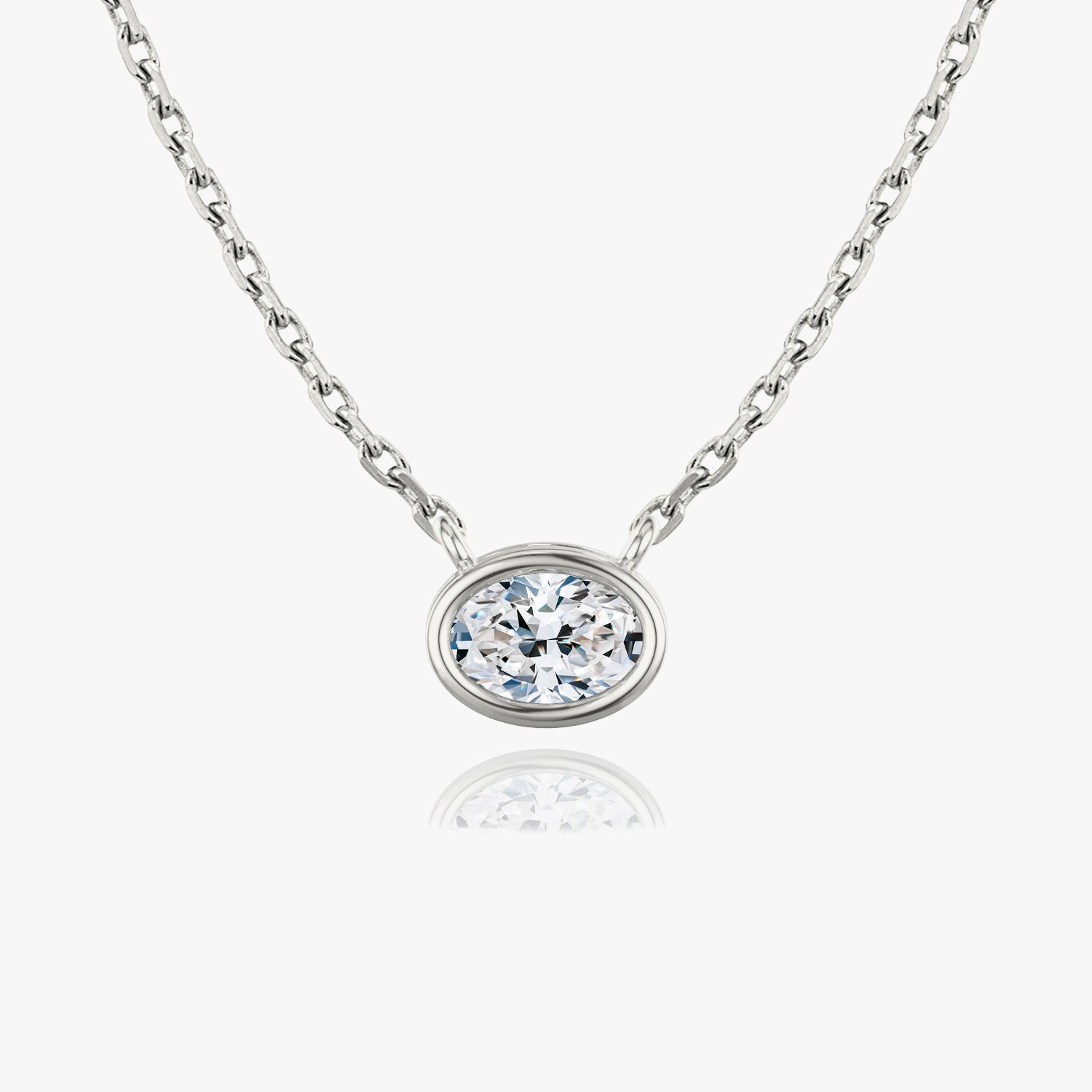 1.0 CT Oval Lab-Grown Diamond Gold Bezel Pendant Necklace