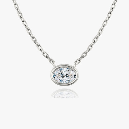 1.0 CT Oval Lab-Grown Diamond Gold Bezel Pendant Necklace 3