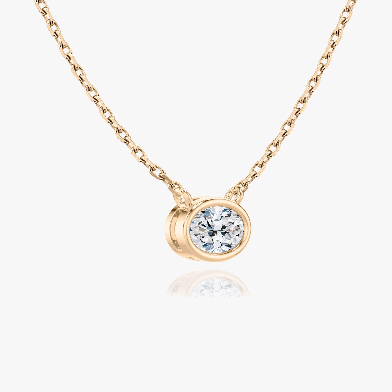 1.0 CT Oval Lab-Grown Diamond Gold Bezel Pendant Necklace 7