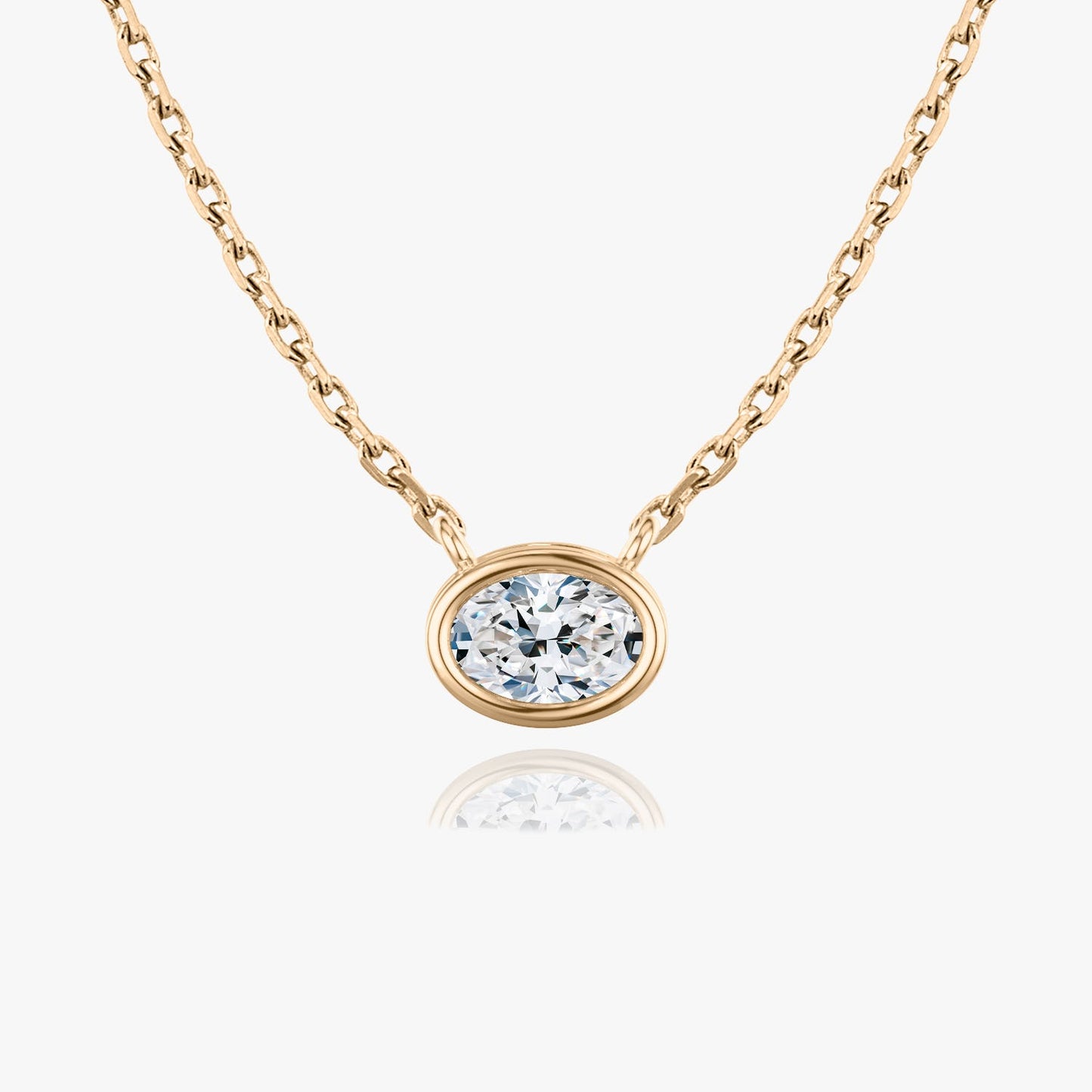 1.0 CT Oval Lab-Grown Diamond Gold Bezel Pendant Necklace 2