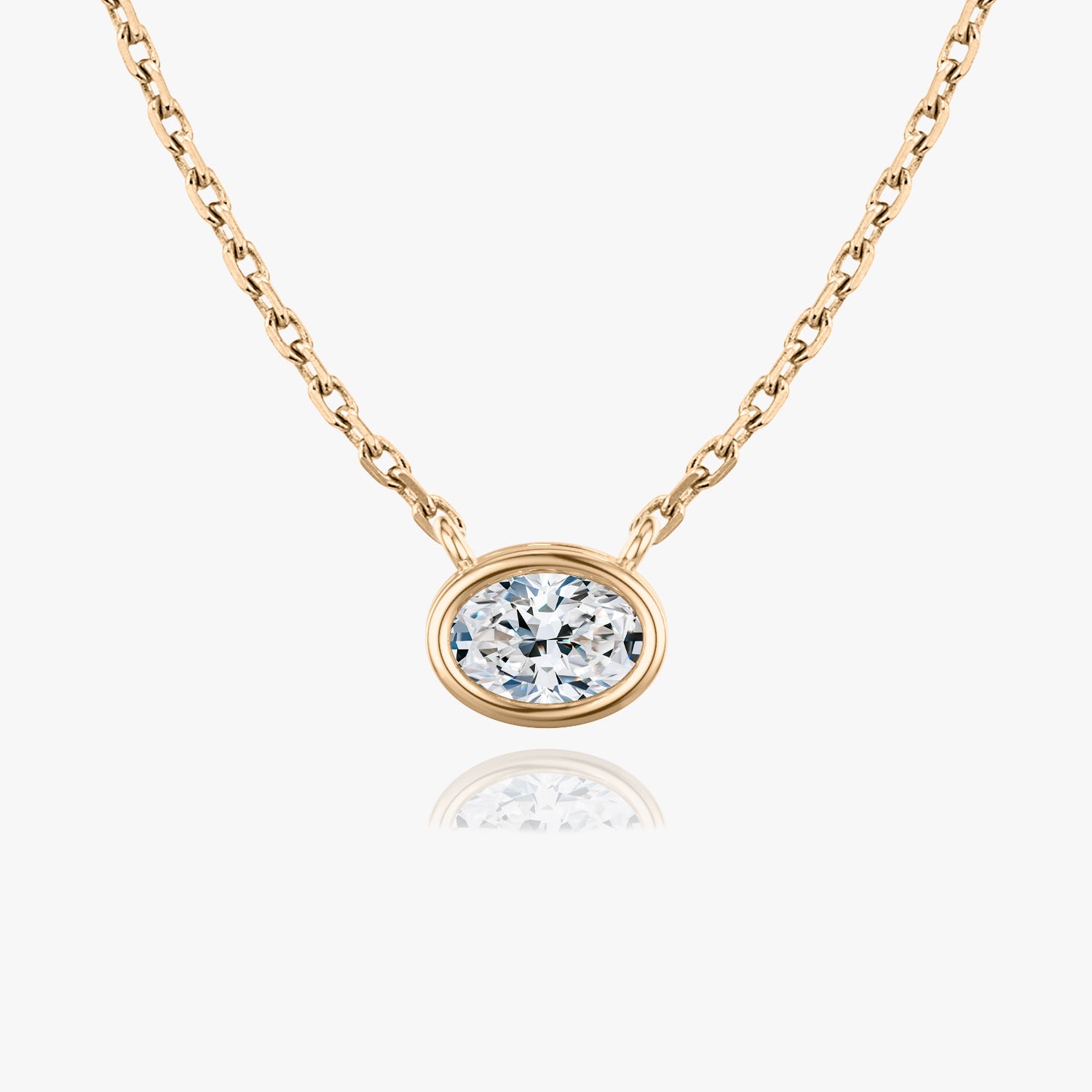 1.0 CT Oval Lab-Grown Diamond Gold Bezel Pendant Necklace