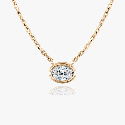 1.0 CT Oval Lab-Grown Diamond Gold Bezel Pendant Necklace 2