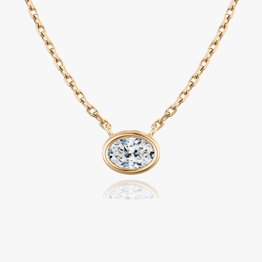 1.0 CT Oval Lab-Grown Diamond Gold Bezel Pendant Necklace