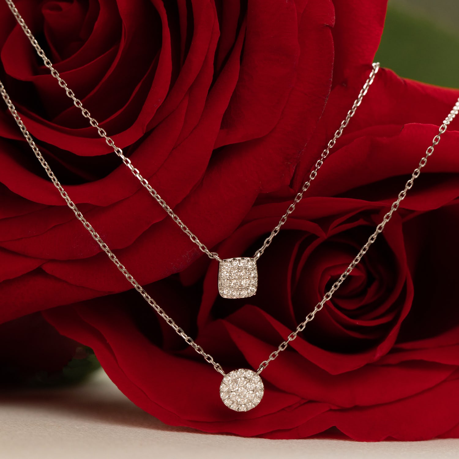 0.12 TCW Round Lab-Grown Diamond Halo Necklace in Elegant Design