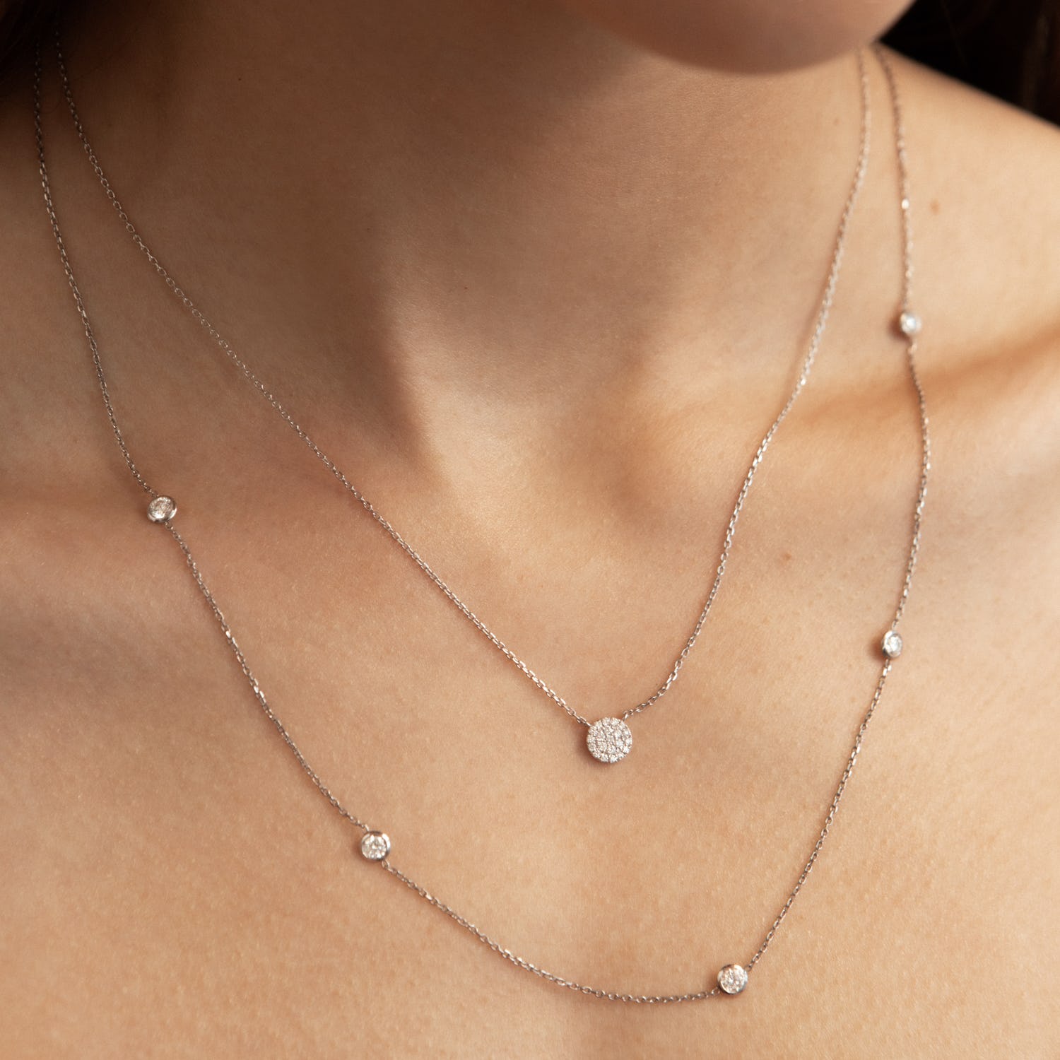 0.12 TCW Round Lab-Grown Diamond Halo Necklace in Elegant Design