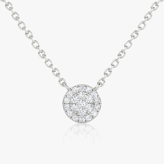 0.12 TCW Round Lab-Grown Diamond Halo Necklace in Elegant Design