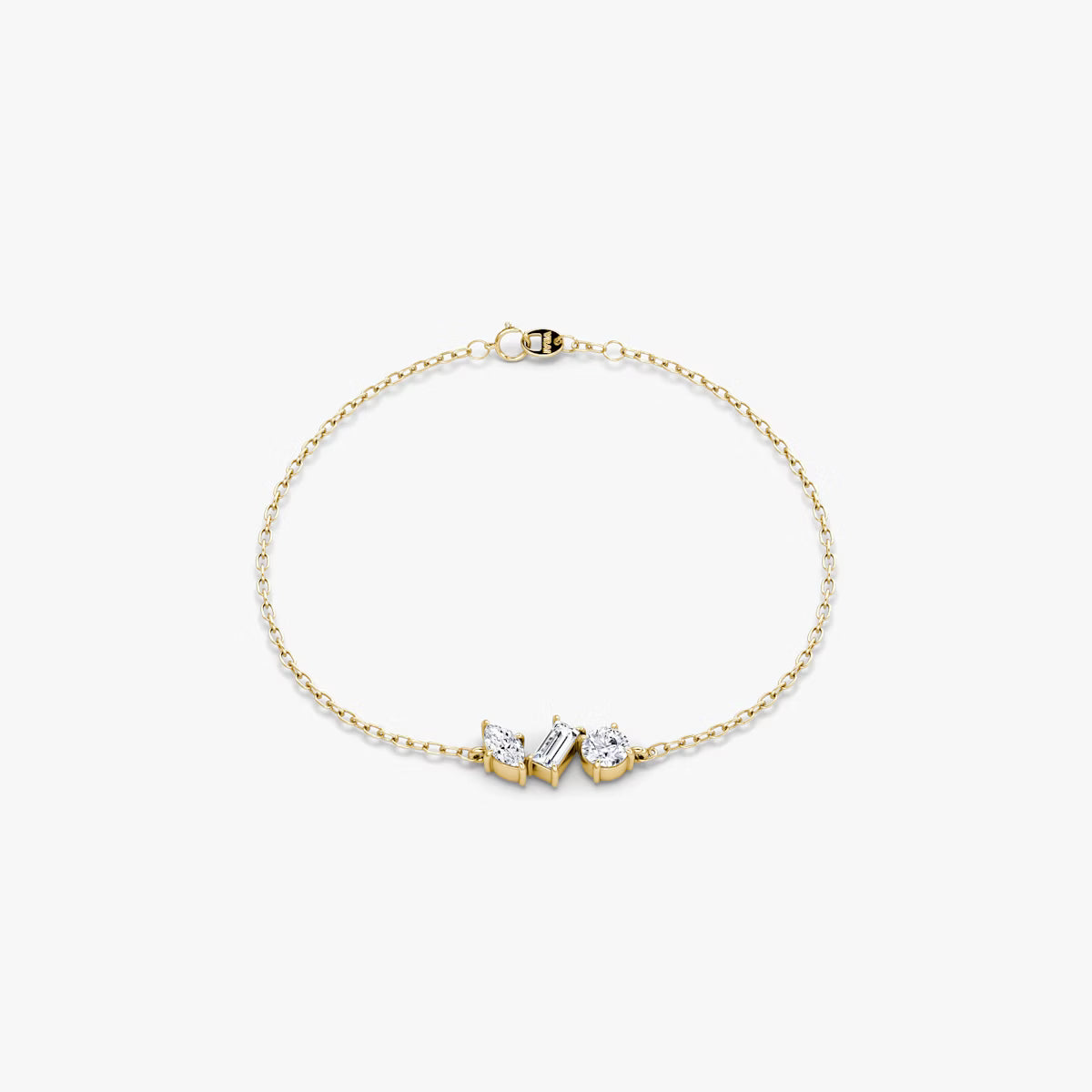 Three Stone- 0.36 CT Round, Marquise & Baguette Moissanite Bracelet