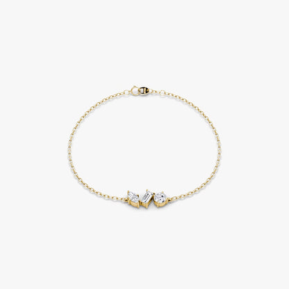 Three Stone- 0.36 CT Round, Marquise & Baguette Moissanite Bracelet