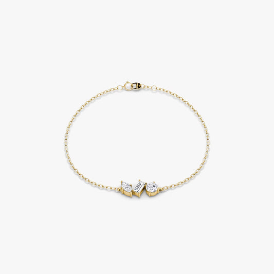 Three Stone- 0.36 CT Round, Marquise & Baguette Moissanite Bracelet