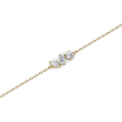 Three Stone- 0.36 CT Round, Marquise & Baguette Moissanite Bracelet