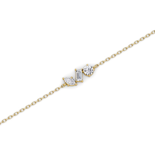 Three Stone- 0.36 CT Round, Marquise & Baguette Moissanite Bracelet