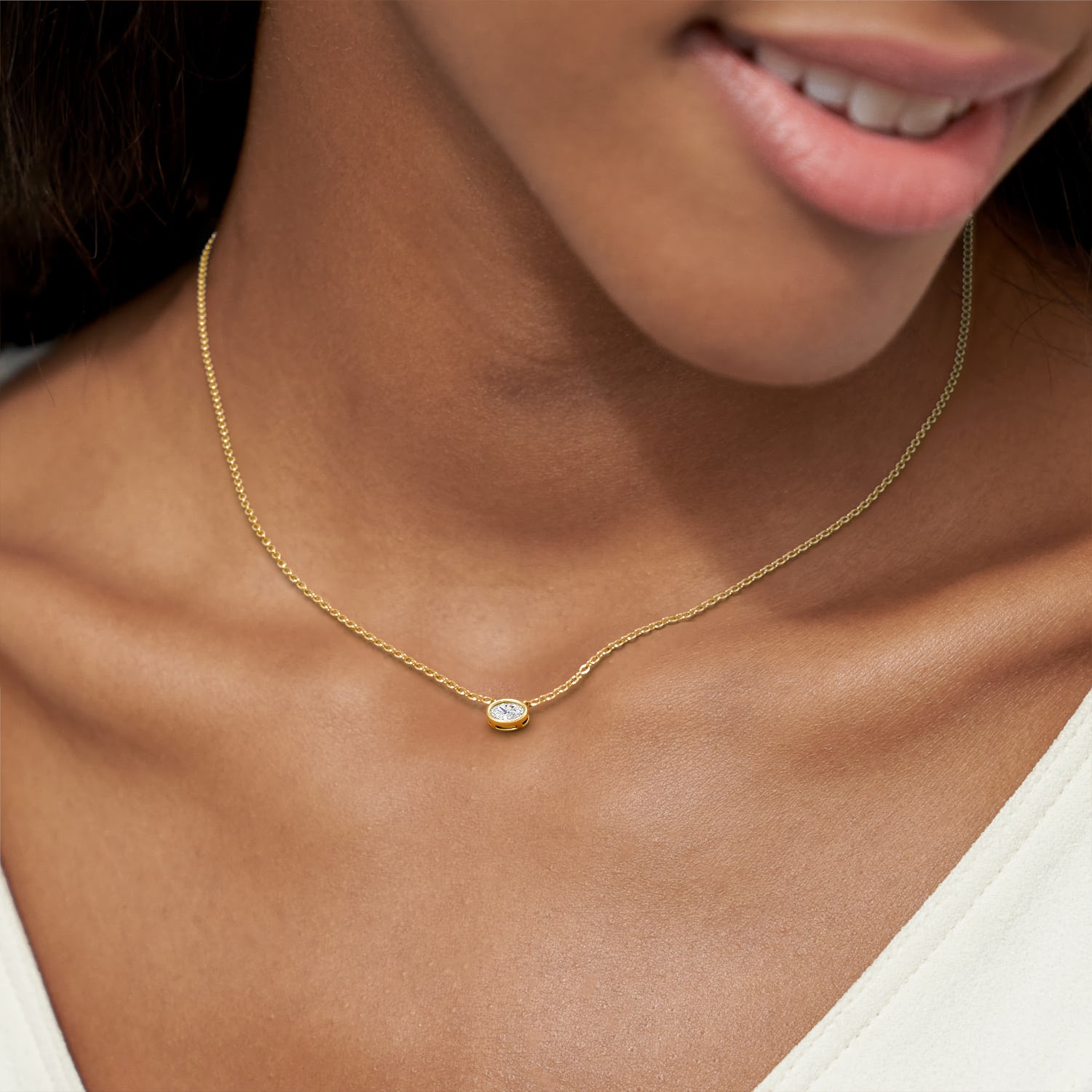 1.0 CT Oval Lab-Grown Diamond Gold Bezel Pendant Necklace 5