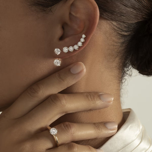 Cluster- 1.7 CT Round Moissanite Earrings