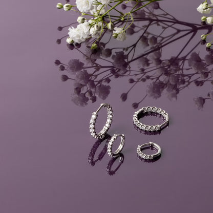 Half Eternity- 0.14 CT Round Moissanite Hoop Earrings