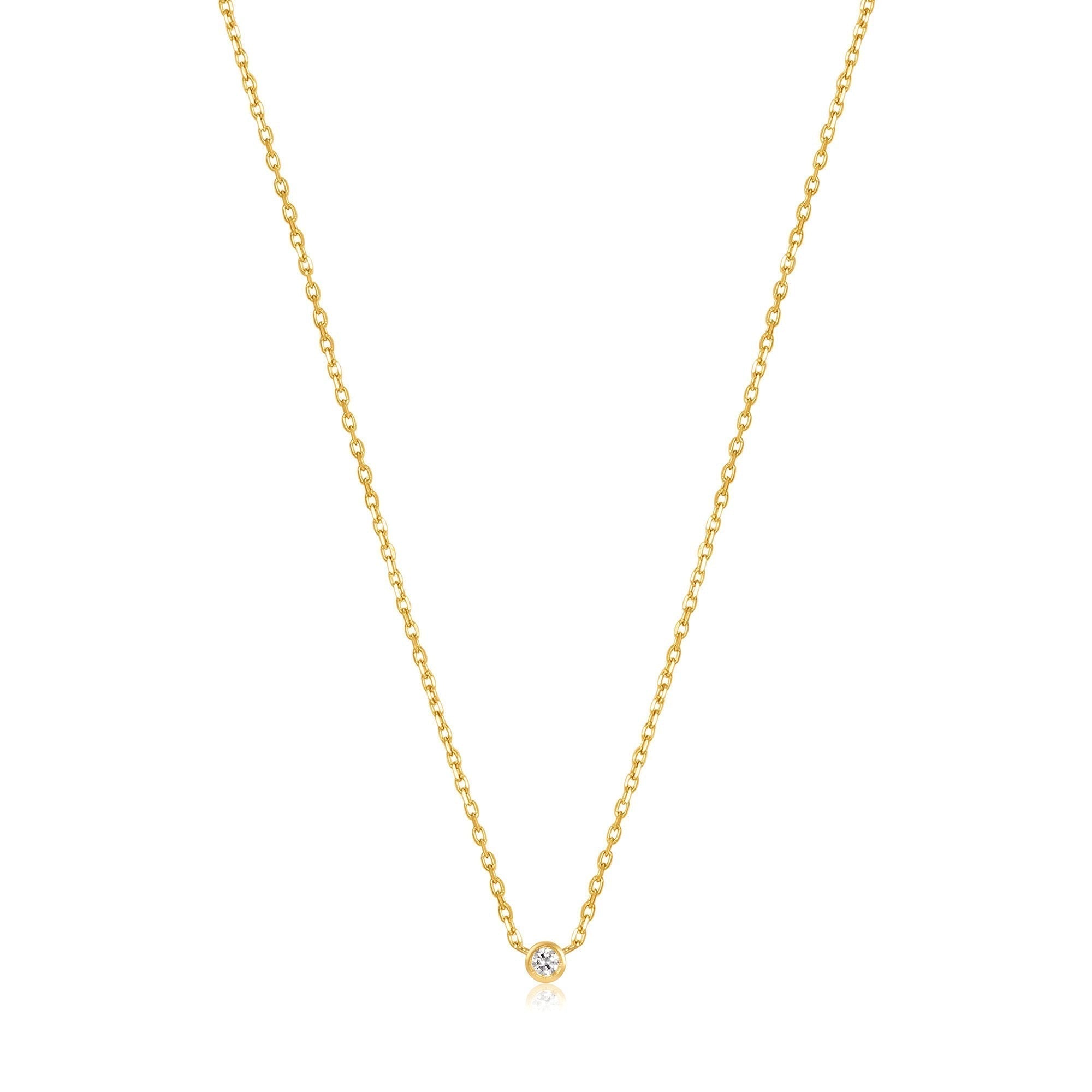 Radiant 0.03 Carat Round Lab-Grown Diamond Gold Bezel Necklace