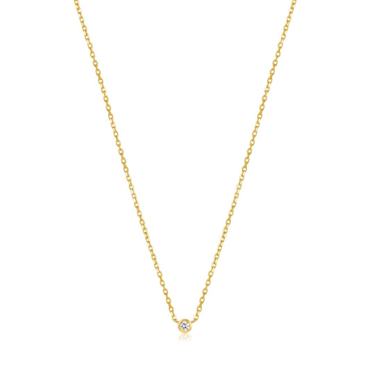 Radiant 0.03 Carat Round Lab-Grown Diamond Gold Bezel Necklace