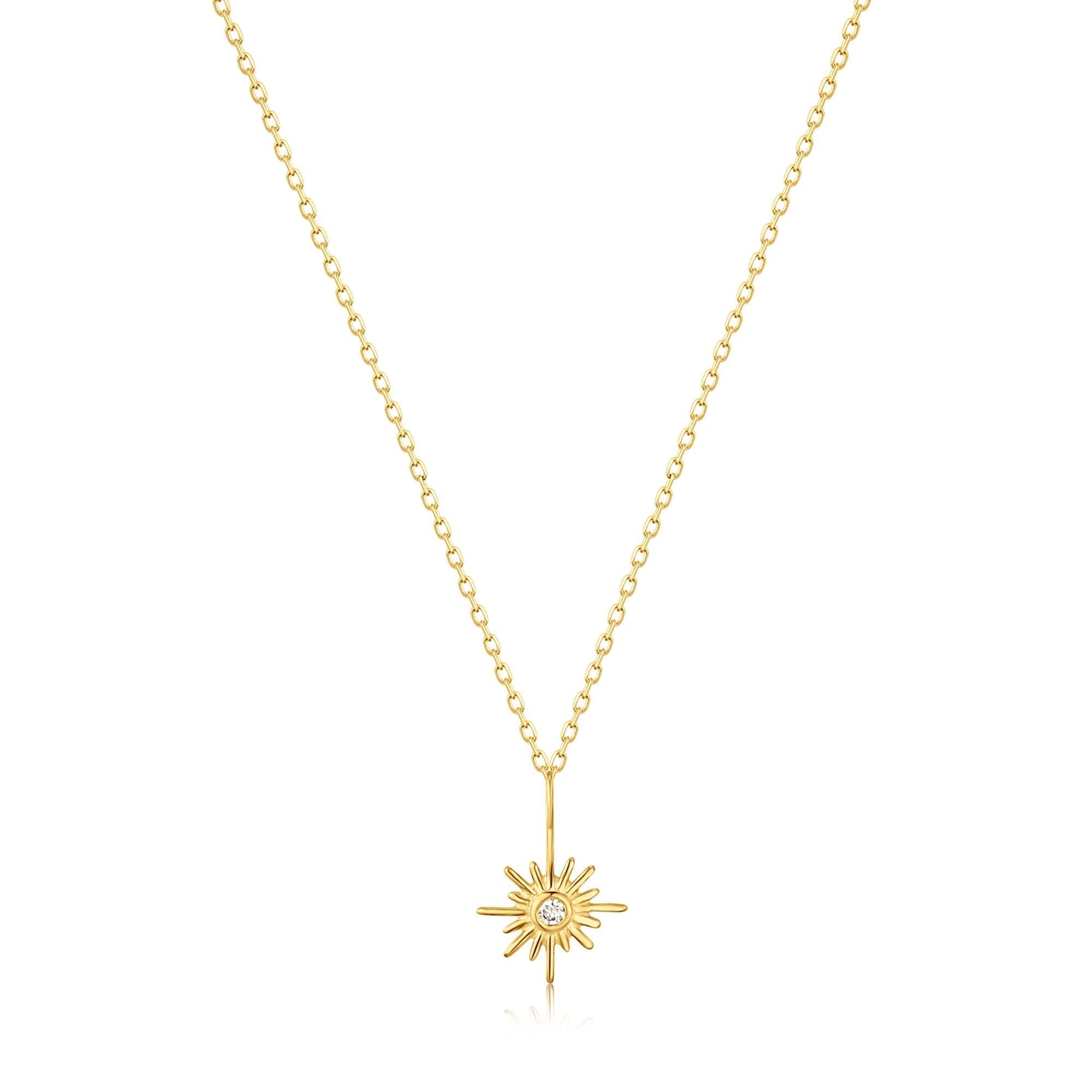 Radiant Sunburst 0.01 TCW Round Lab-Grown Diamond Necklace