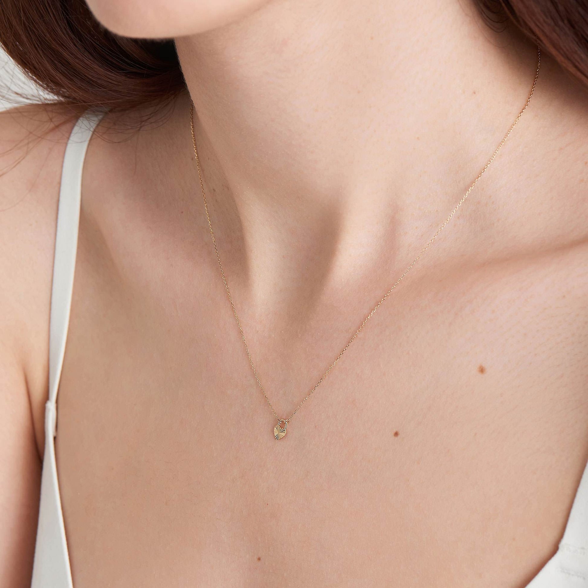 Golden Heart Padlock Pendant Necklace 5