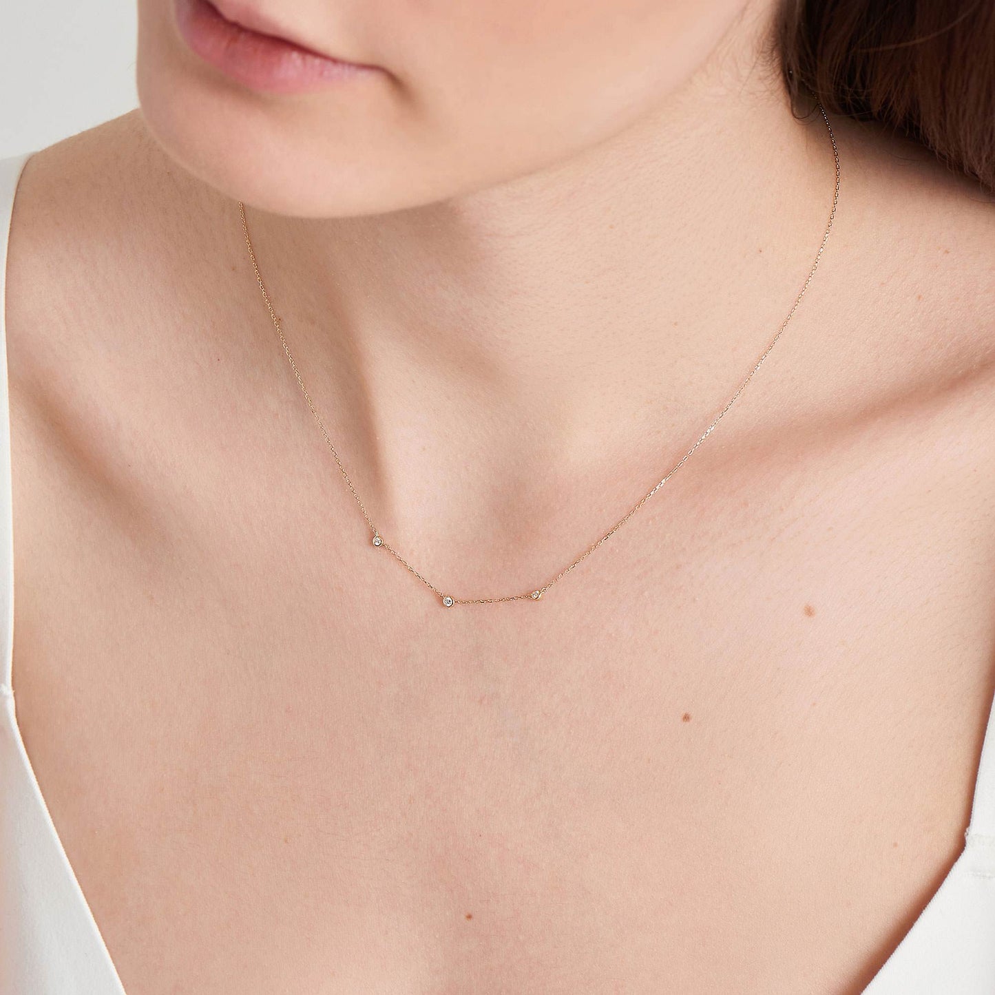 Elegant 0.06 TCW Round Lab-Grown Diamond Necklace in Gold Finish 3
