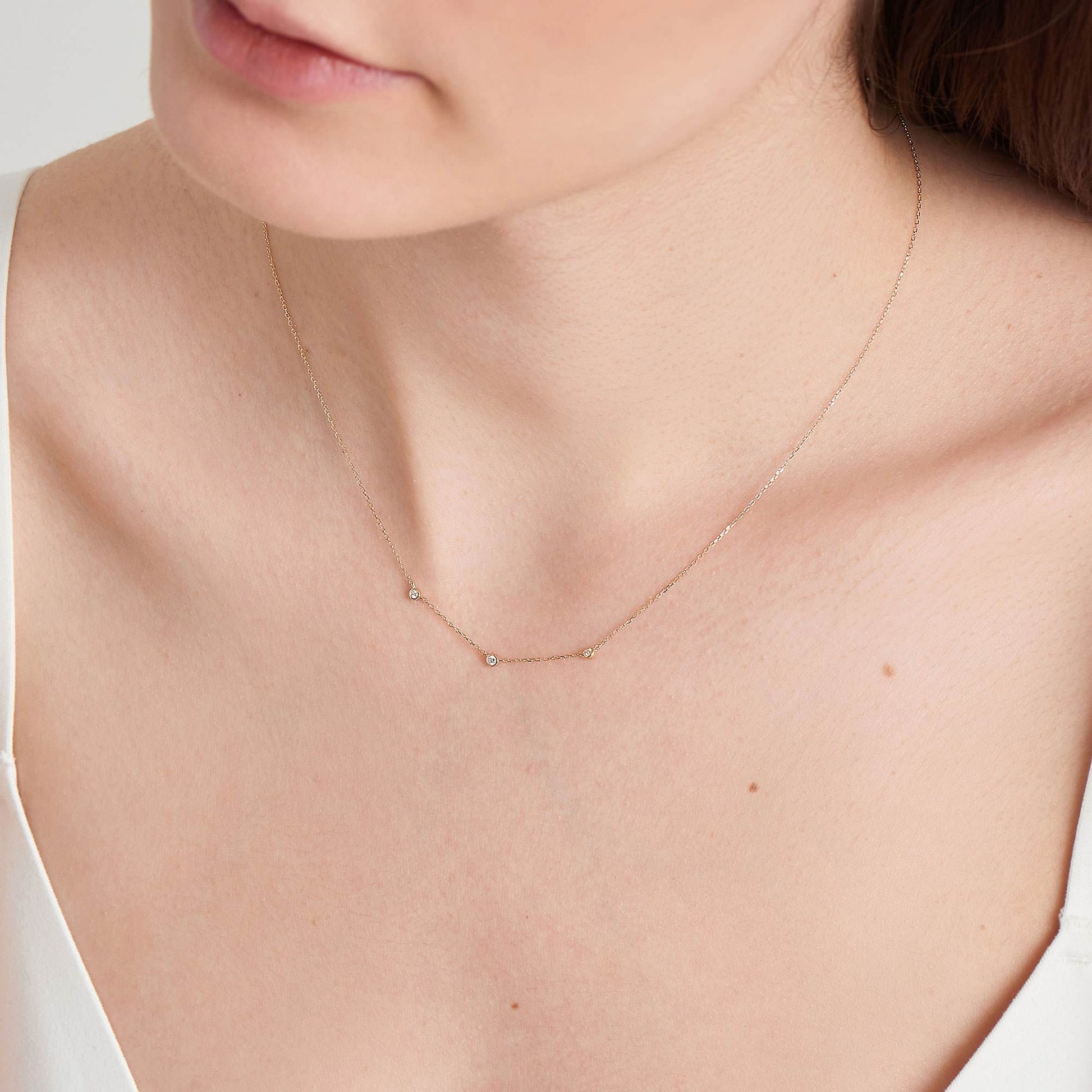 Elegant 0.06 TCW Round Lab-Grown Diamond Necklace in Gold Finish 3