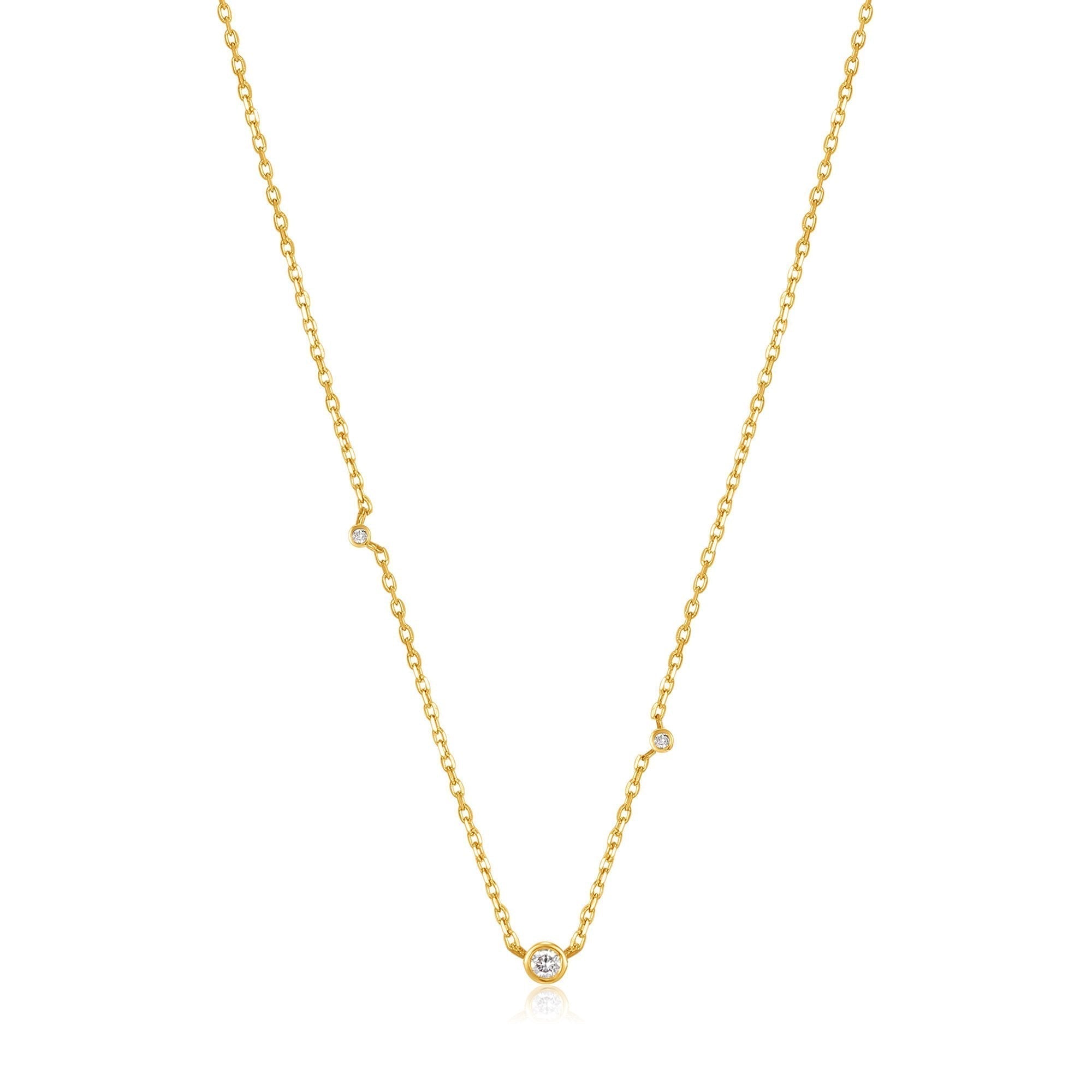 Elegant 0.06 TCW Round Lab-Grown Diamond Necklace in Gold Finish