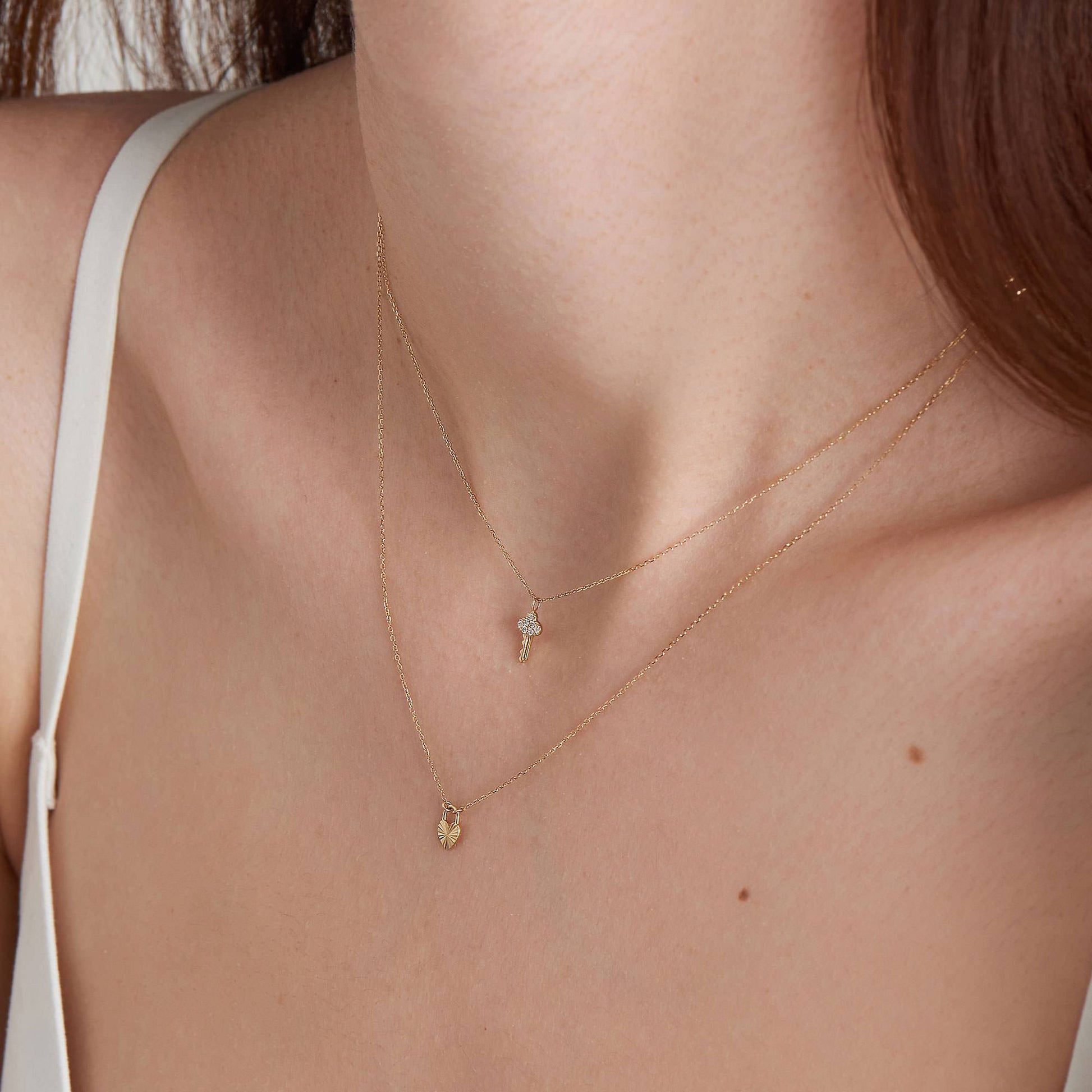 Golden Heart Padlock Pendant Necklace 7