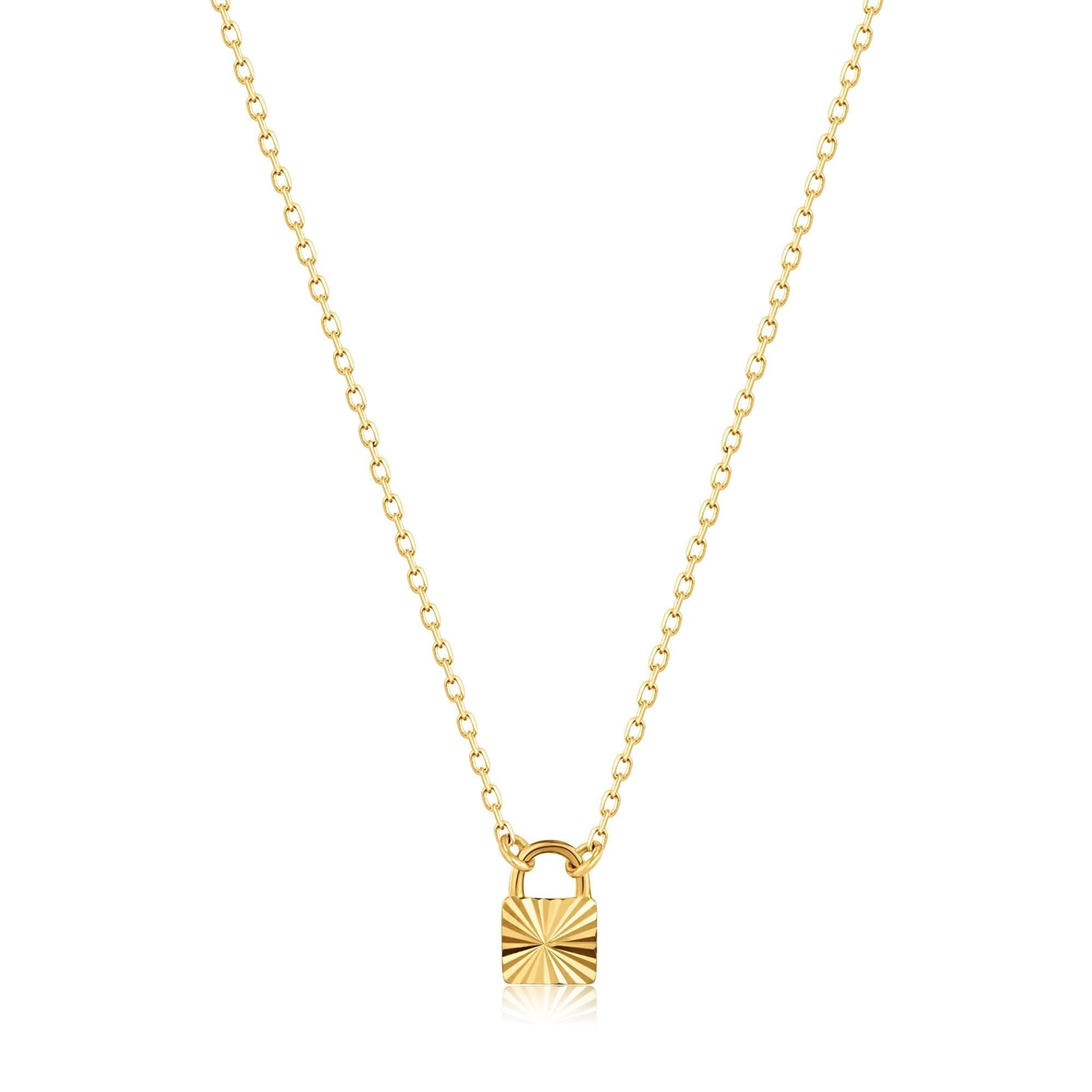 Golden Radiance Padlock Pendant Necklace