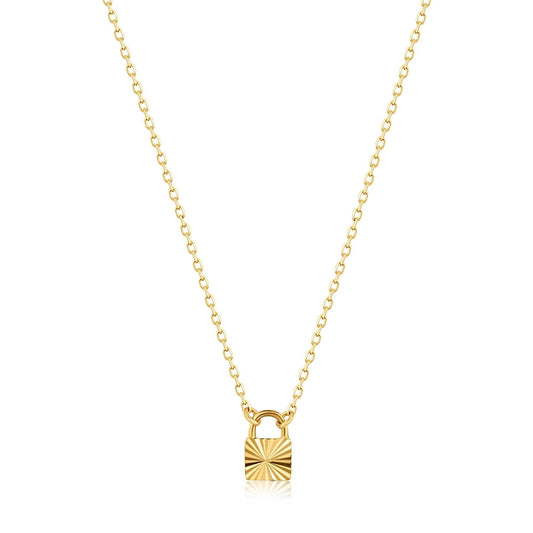 Golden Radiance Padlock Pendant Necklace