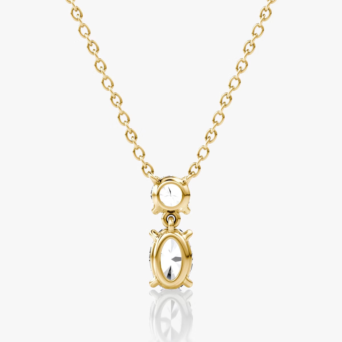 Two Stone- 0.10 CT Oval & Round Moissanite Necklace