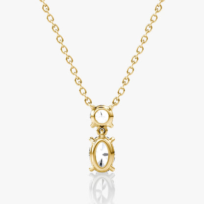 Two Stone- 0.10 CT Oval & Round Moissanite Necklace