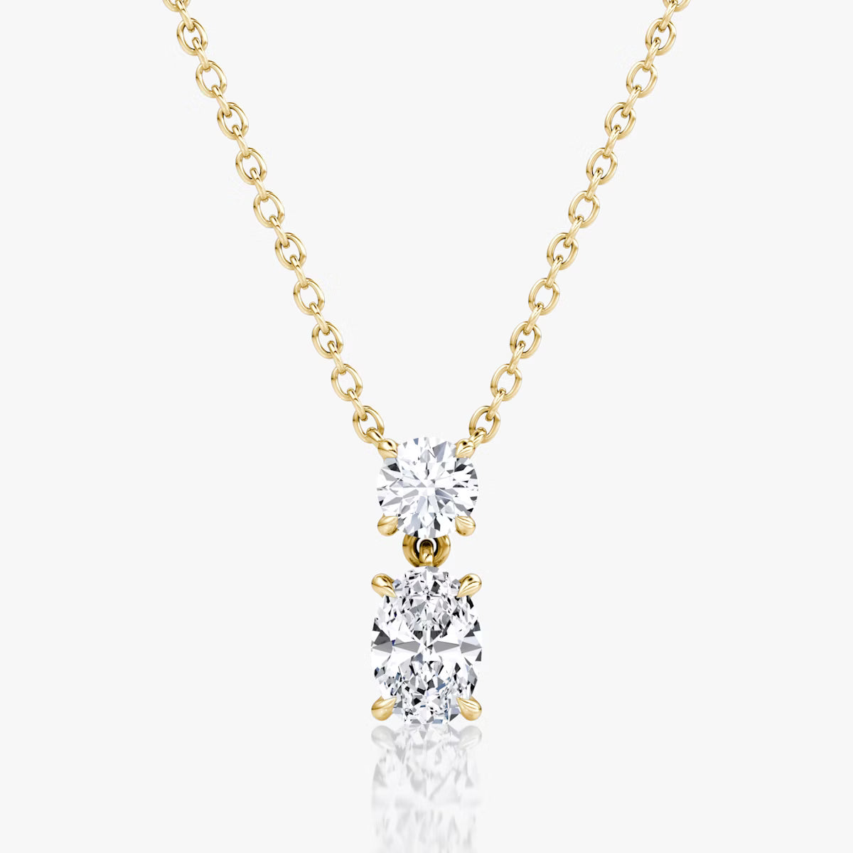 Two Stone- 0.10 CT Oval & Round Moissanite Necklace