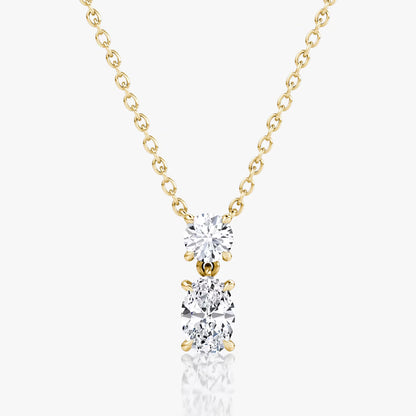 Two Stone- 0.10 CT Oval & Round Moissanite Necklace