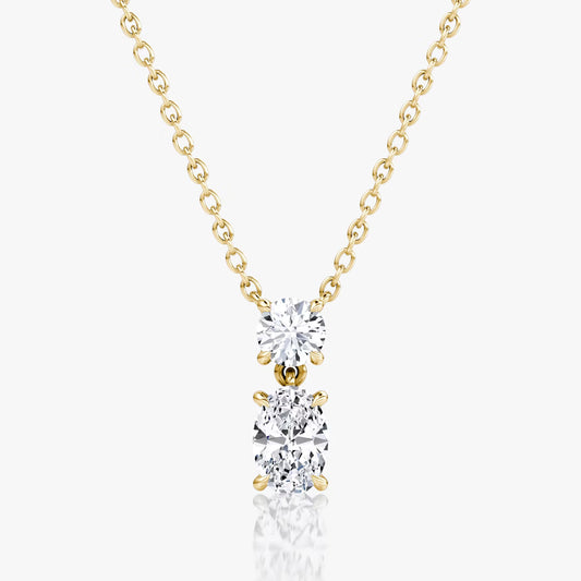 Two Stone- 0.10 CT Oval & Round Moissanite Necklace