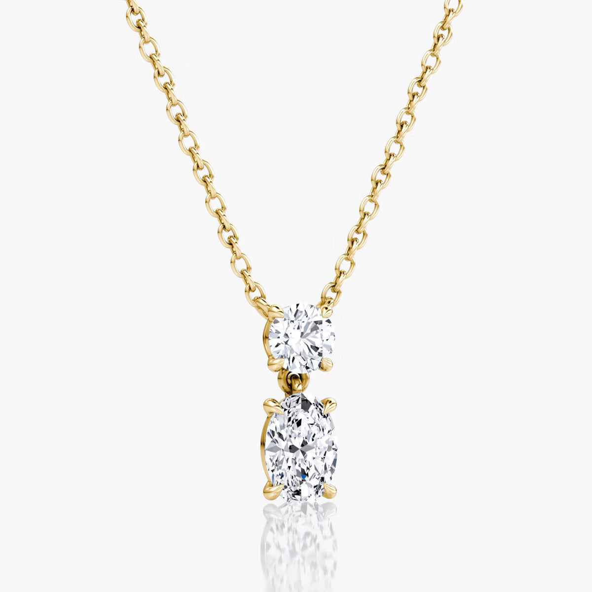 Two Stone- 0.10 CT Oval & Round Moissanite Necklace