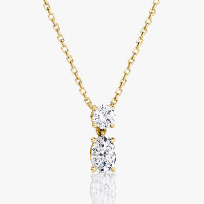Two Stone- 0.10 CT Oval & Round Moissanite Necklace