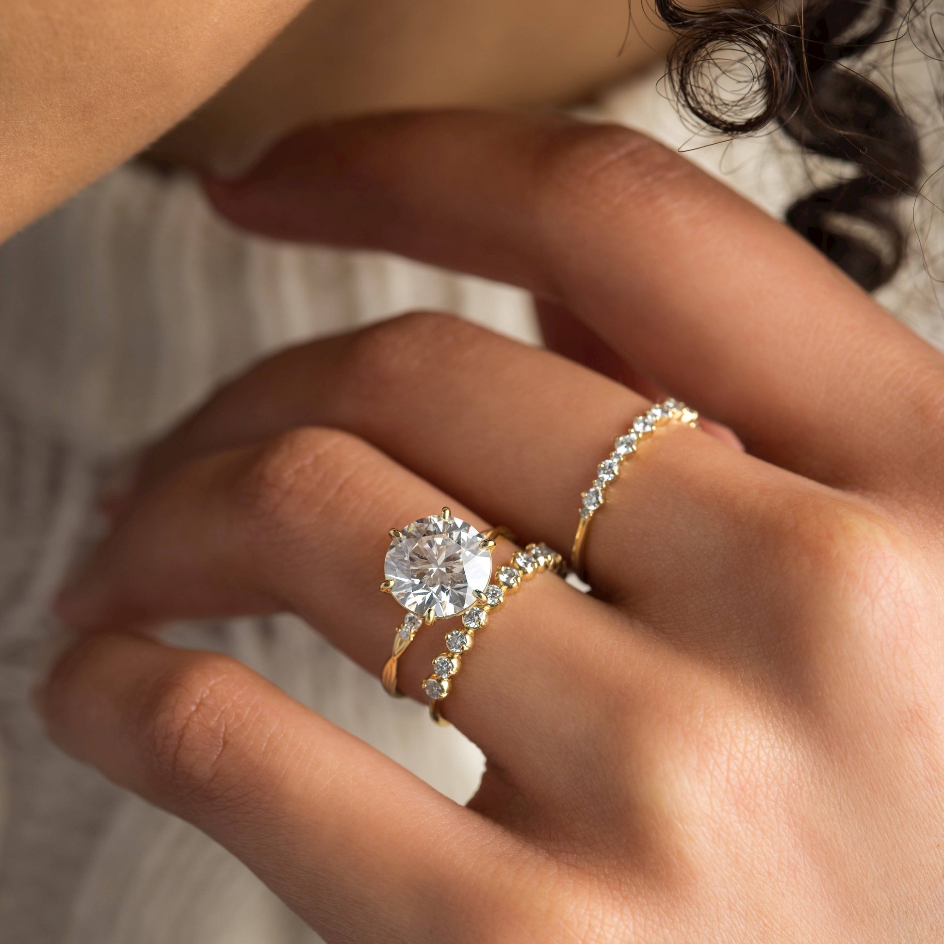 Criss Cross-Round Lab Grown Diamond Engagement Ring