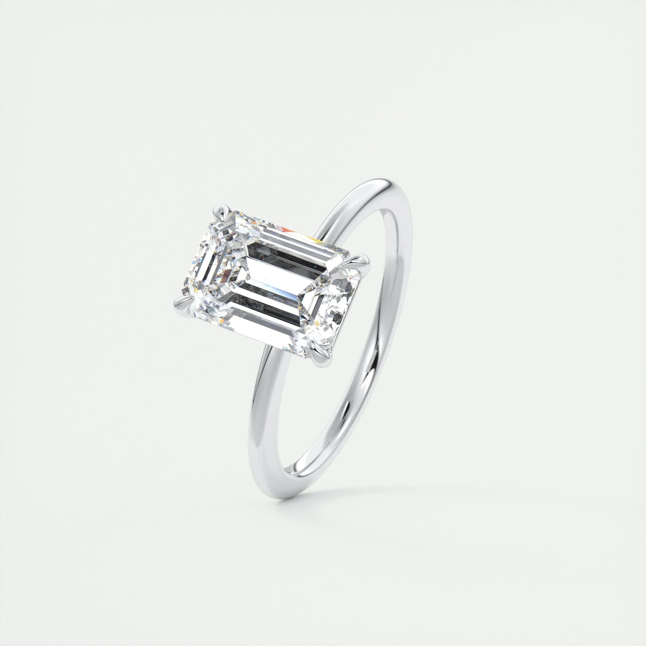 2.0 CT Emerald Cut Lab Grown Diamond Solitaire Engagement Ring 4