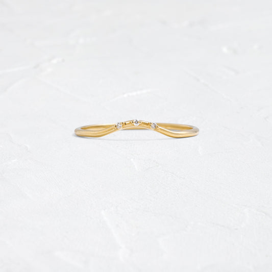 Curved Dainty- 0.02 CT Round Lab Grown Diamond Wedding Band