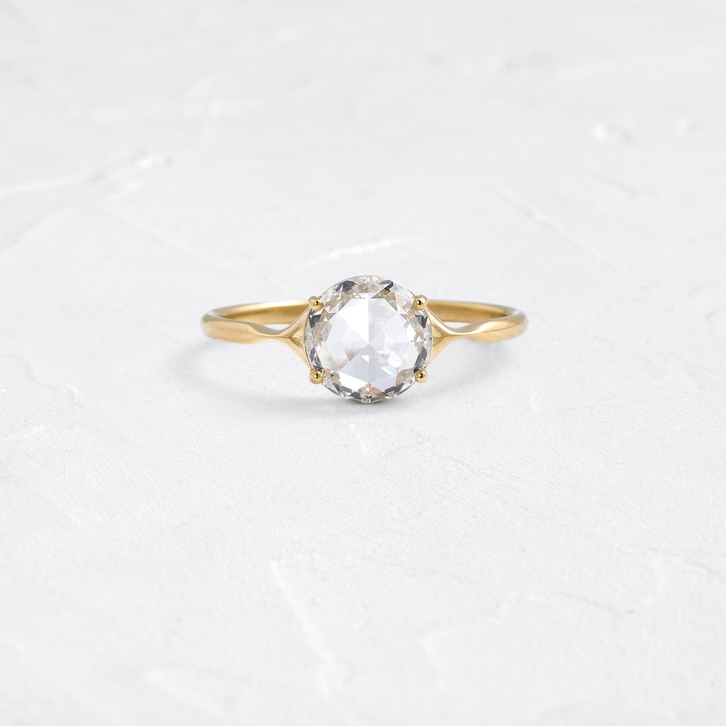 Solitaire & Split Shank-Rose Cut Lab Grown Diamond Engagement Ring
