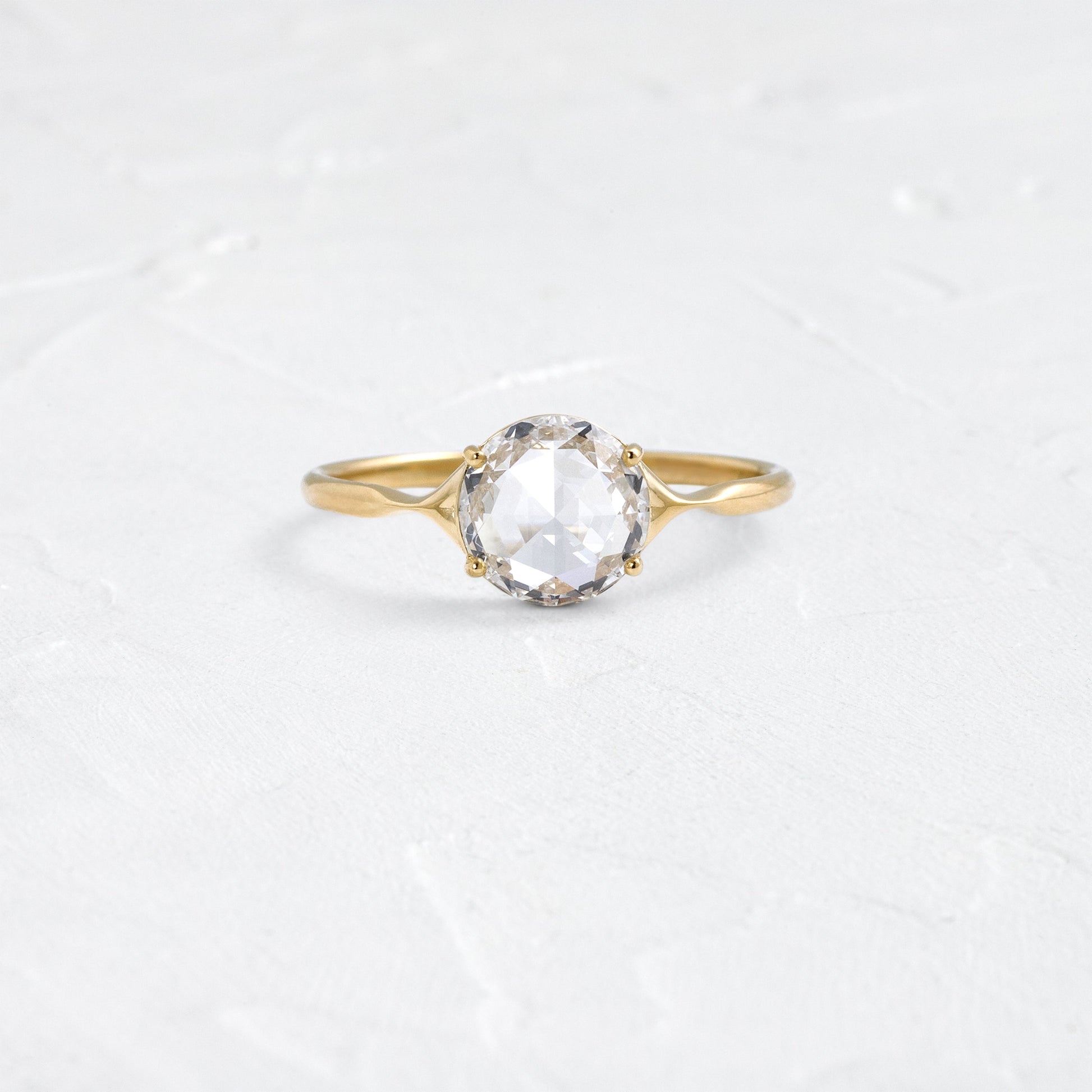 Solitaire & Split Shank-Rose Cut Lab Grown Diamond Engagement Ring