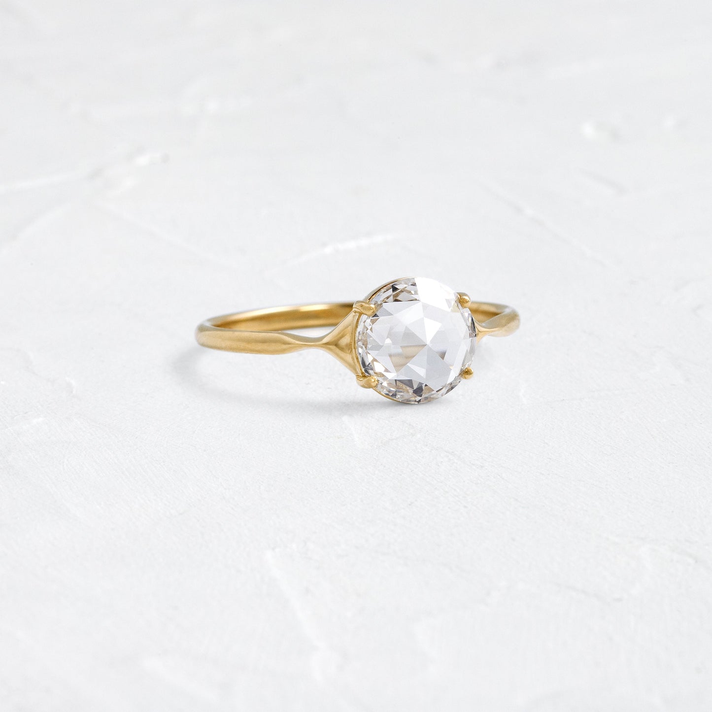 Solitaire & Split Shank-Rose Cut Lab Grown Diamond Engagement Ring