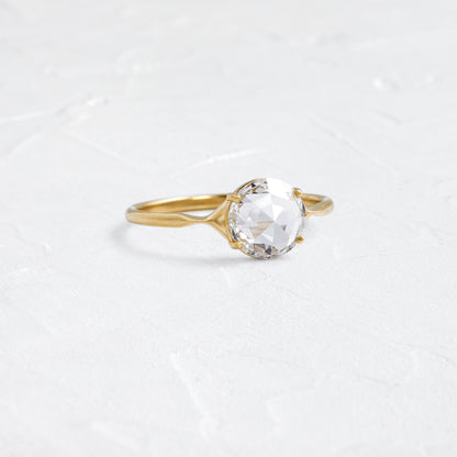 Solitaire & Split Shank-Rose Cut Lab Grown Diamond Engagement Ring