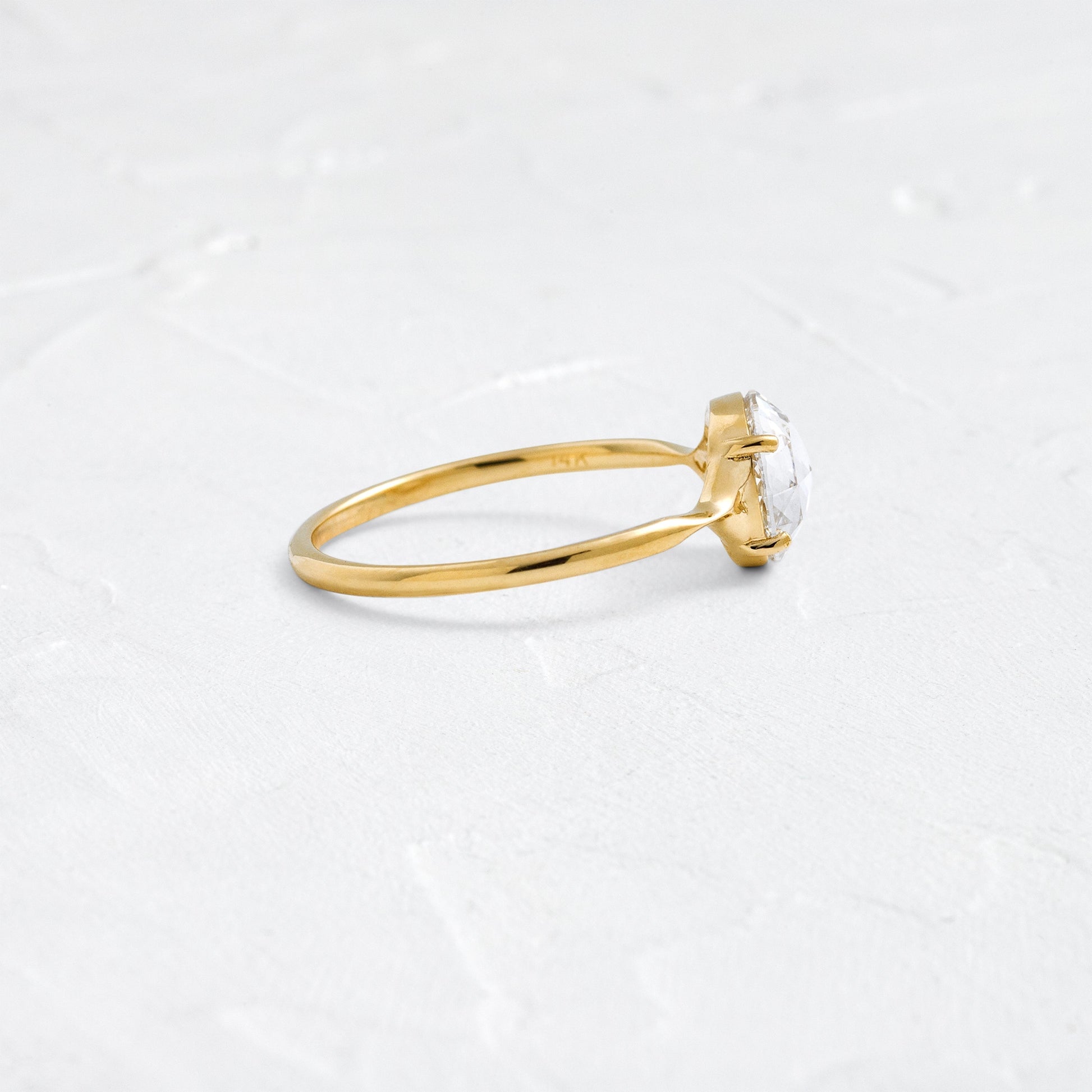 Solitaire & Split Shank-Rose Cut Lab Grown Diamond Engagement Ring