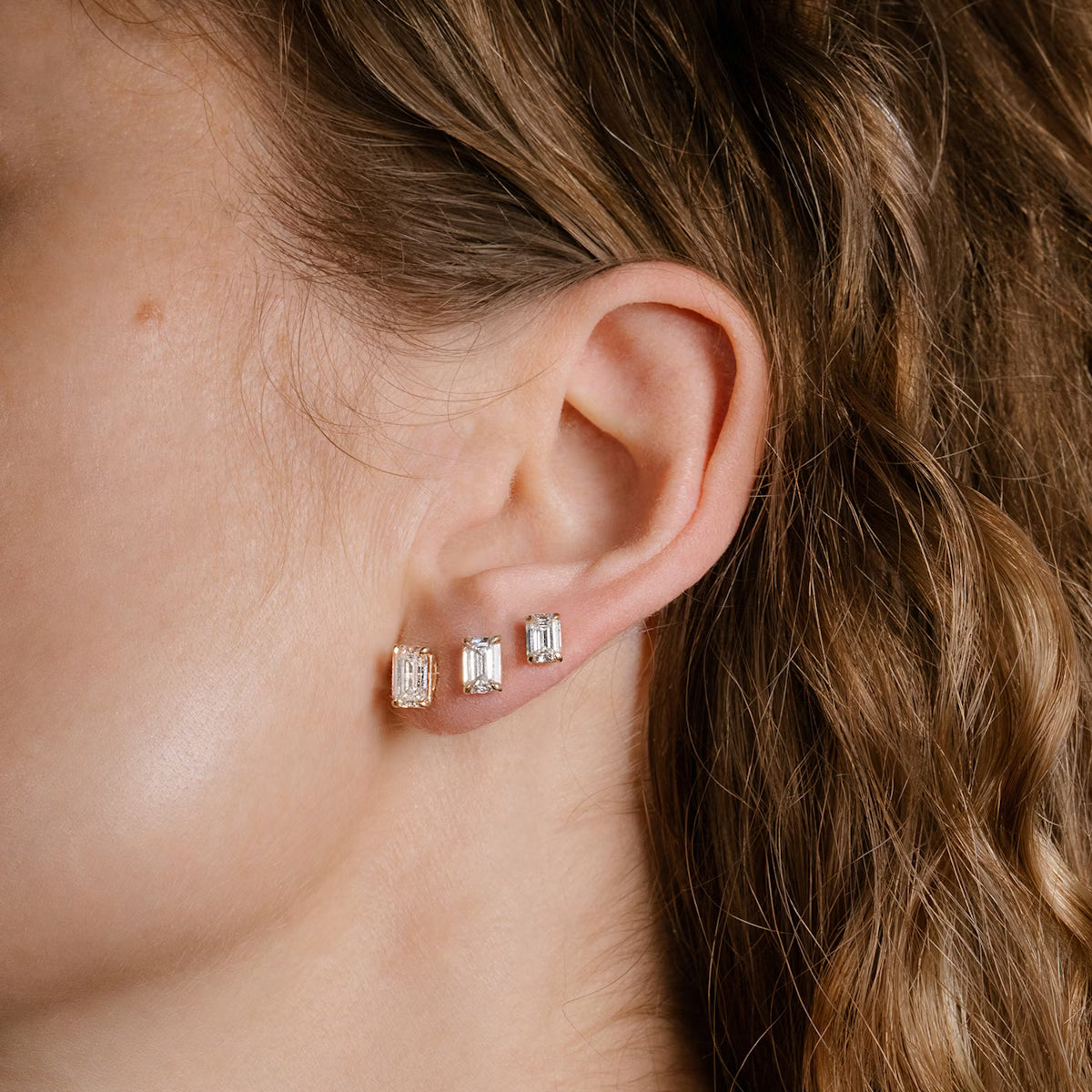 Solitaire- 0.50 CT Emerald Moissanite Stud Earrings