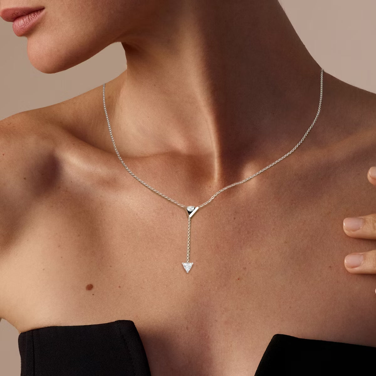 Hanging- 0.50 CT Round Moissanite Necklace