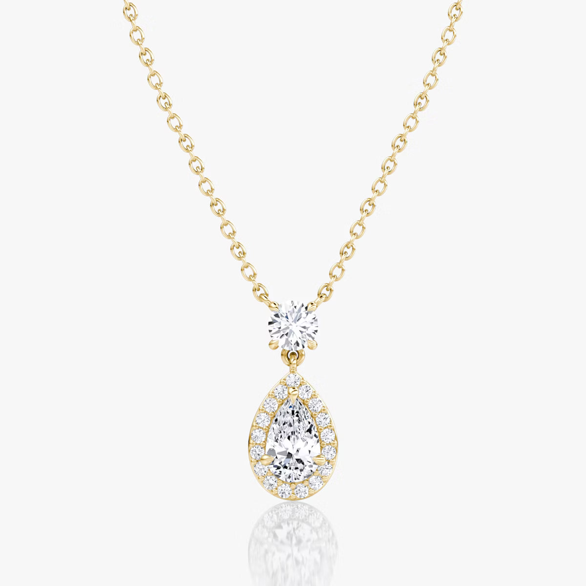 Halo & Hanging- 0.88 CT Pear Moissanite Necklace