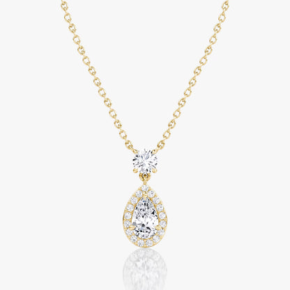 Halo & Hanging- 0.88 CT Pear Moissanite Necklace