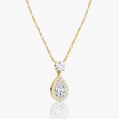 Halo & Hanging- 0.88 CT Pear Moissanite Necklace