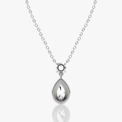 Halo & Hanging- 0.88 CT Pear Moissanite Necklace