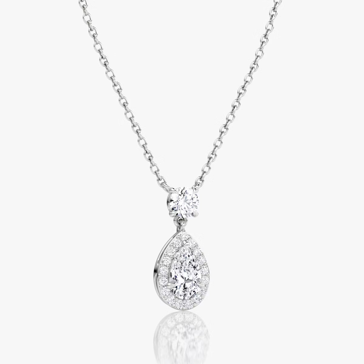 Halo & Hanging- 0.88 CT Pear Moissanite Necklace